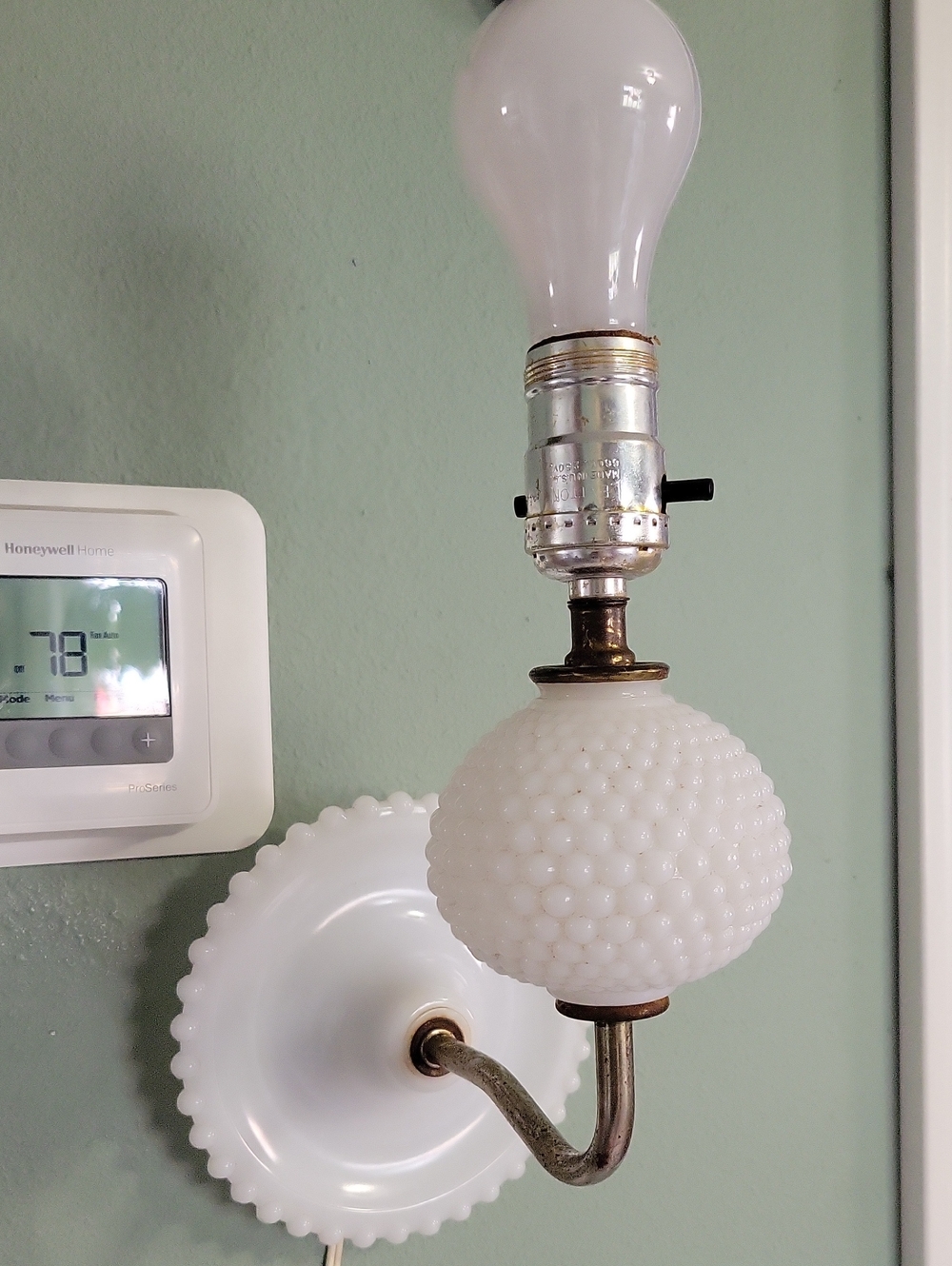 Vintage Milk Glass White Hobnail Wall Sconce Light